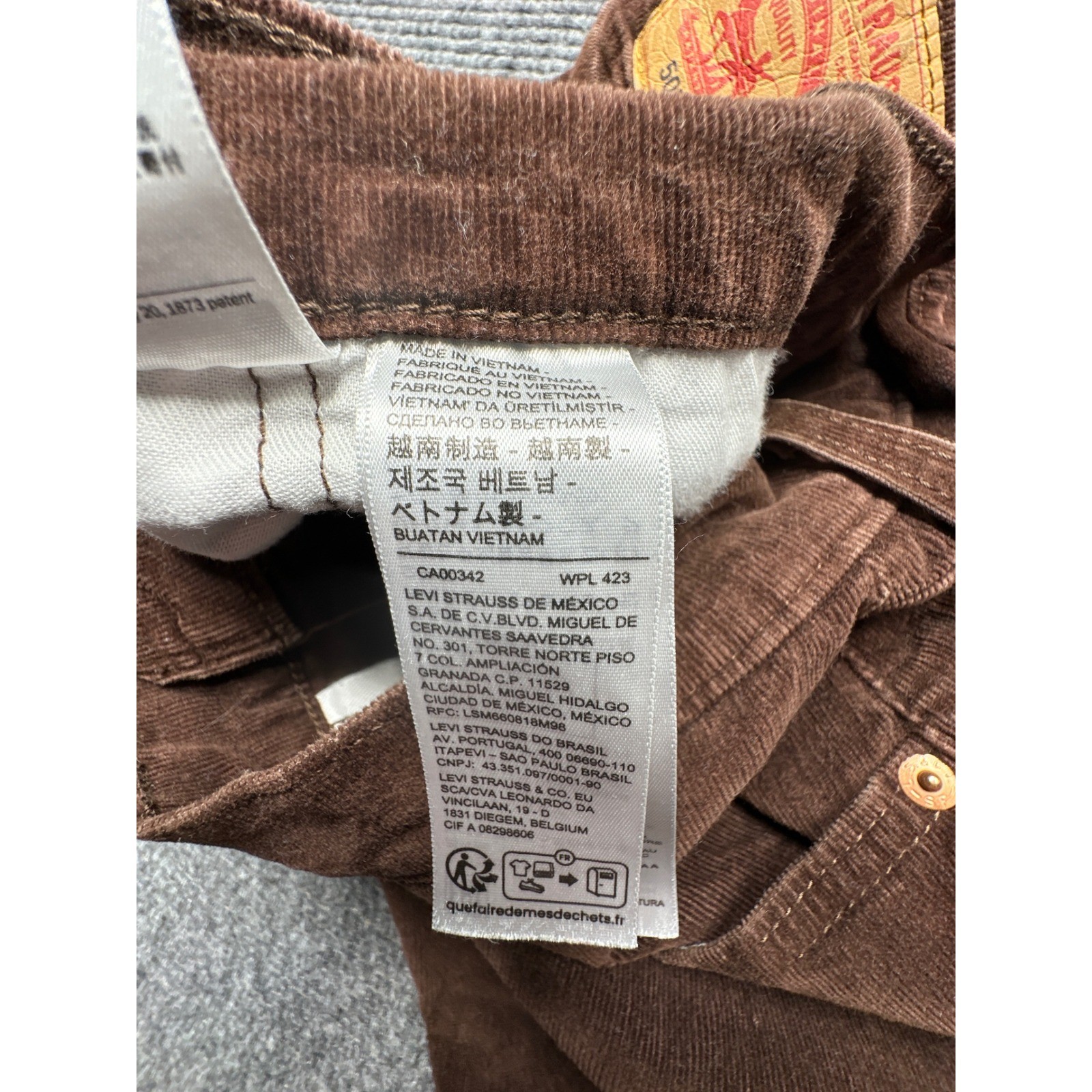 Levi’s 505 Regular Fit Corduroy Pants Mens 33×28 Brown Straight Leg Stretch