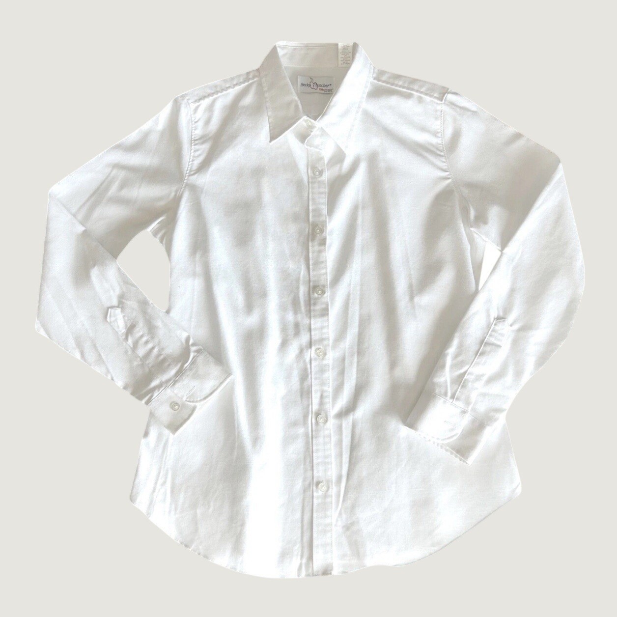 Womens Button Down Shirt Medium White Long Sleeve Academic Becky Thatcher