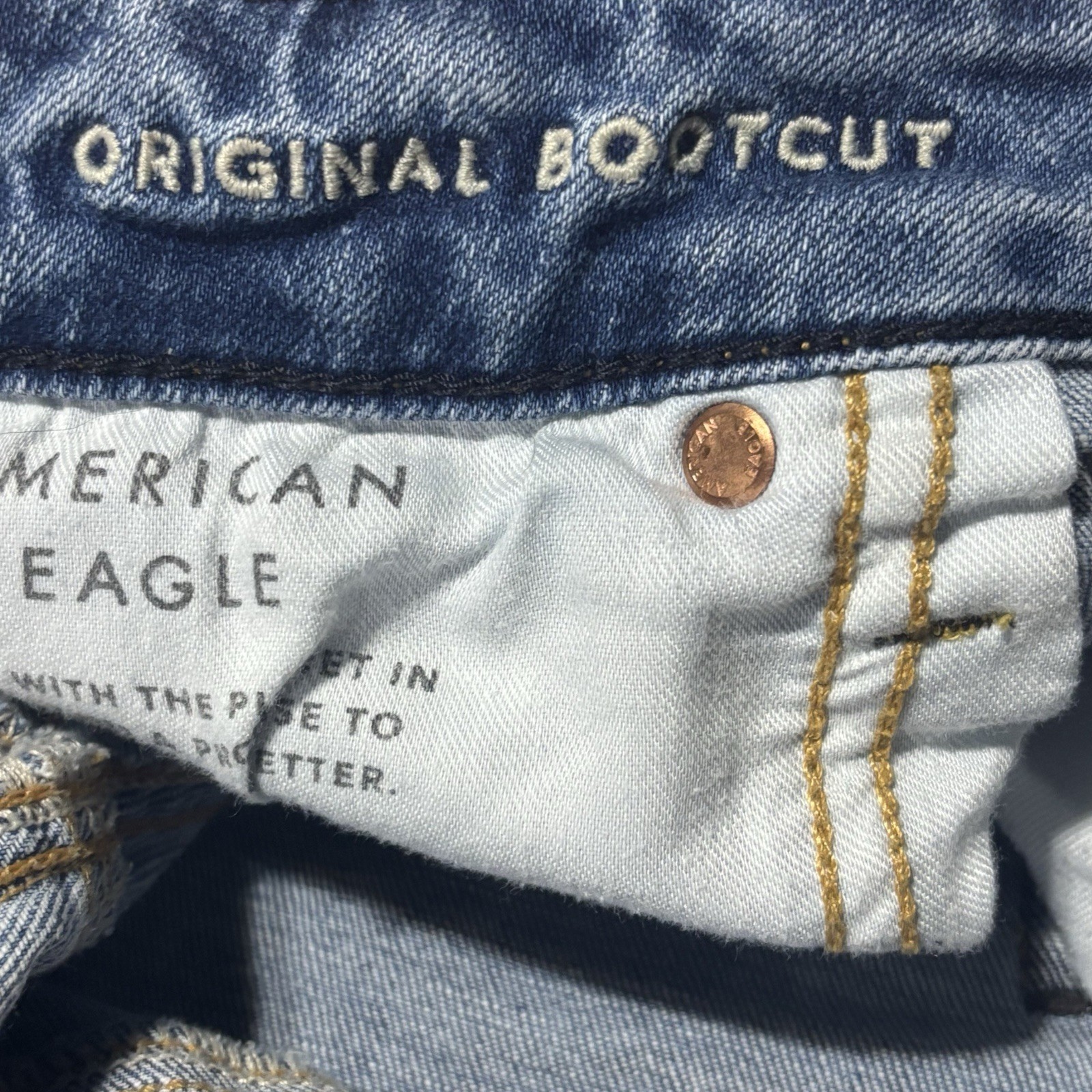 American Eagle Air Flex Original Boot Jeans Mens 30×31 Blue Distressed Denim
