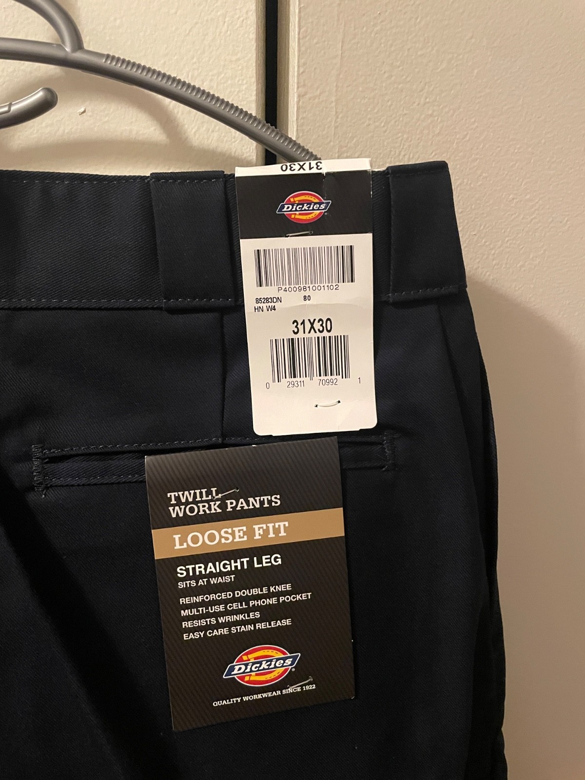 Dickies Loose Fit Double Knee Men’s Work Pants 31 x 30 – navy