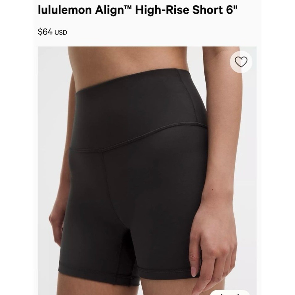 NEW women’s size 4 Lululemon Align High-Rise black biker shorts. 6 inches.