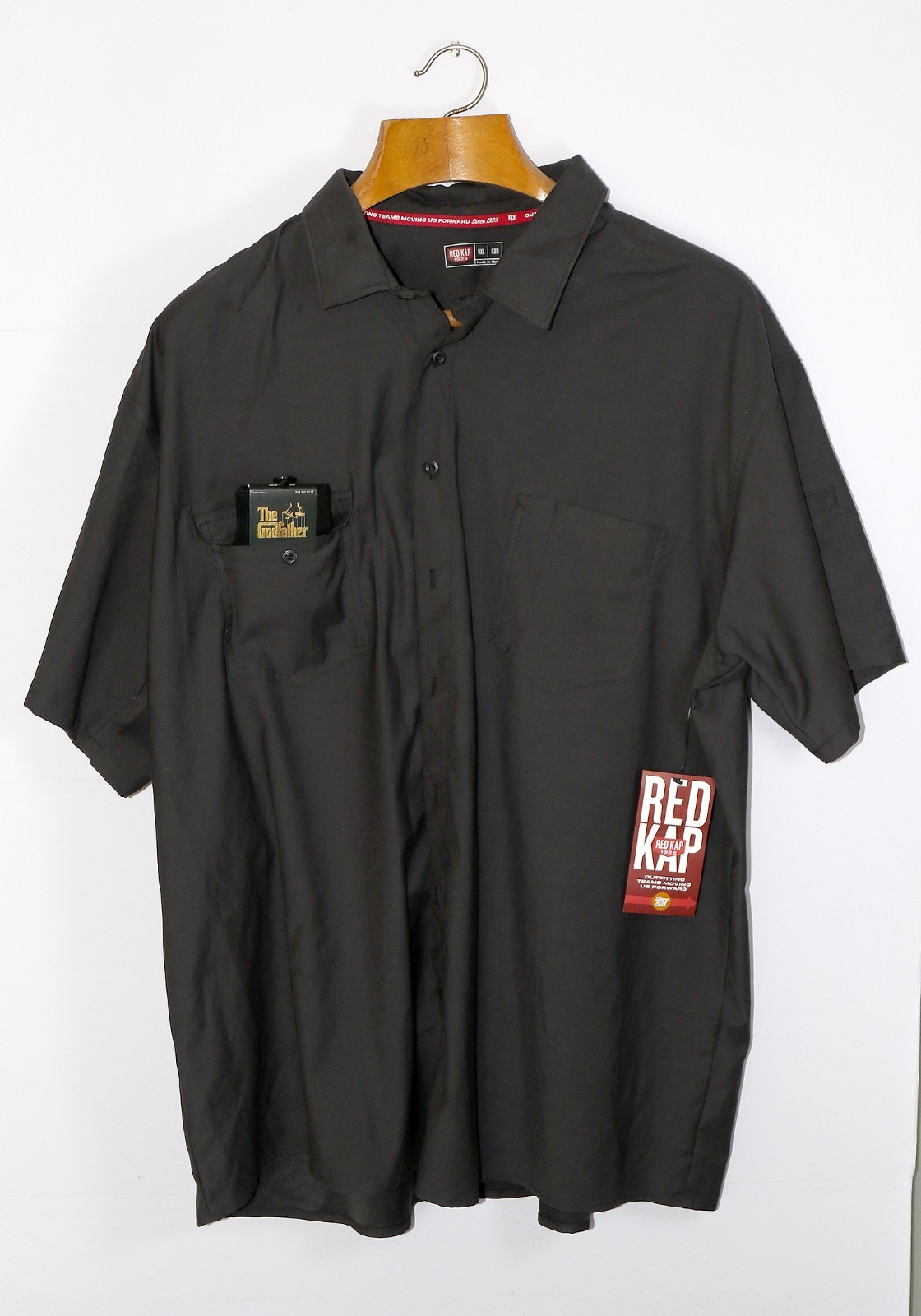 Red Kap Work Shirt 4XL Black Short Sleeve Industrial Uniform Button Up NWT