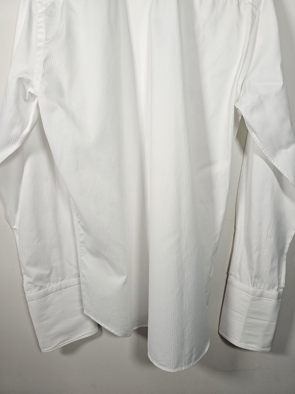 Canali White Dress Shirt 16/41 Double Cuff Herringbone Formal Regular *MINT*