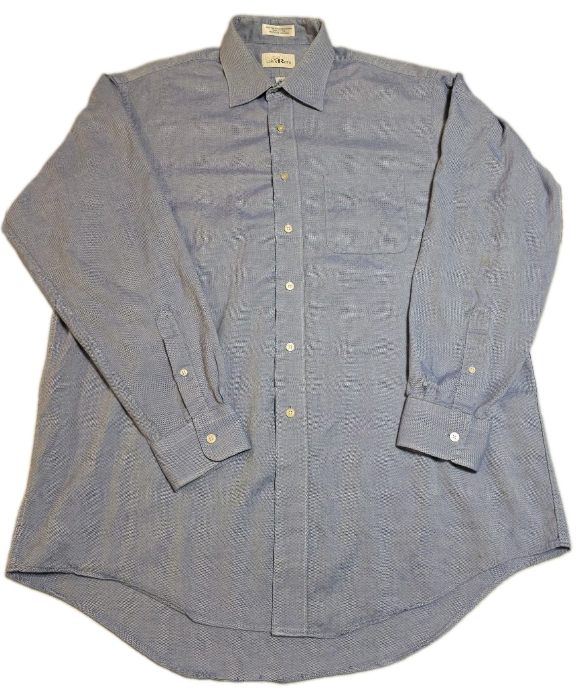 Louis Roth Dress Shirt 16.5 34/35 Blue 100s Two-Ply Queen’s Oxford Cotton Men’s
