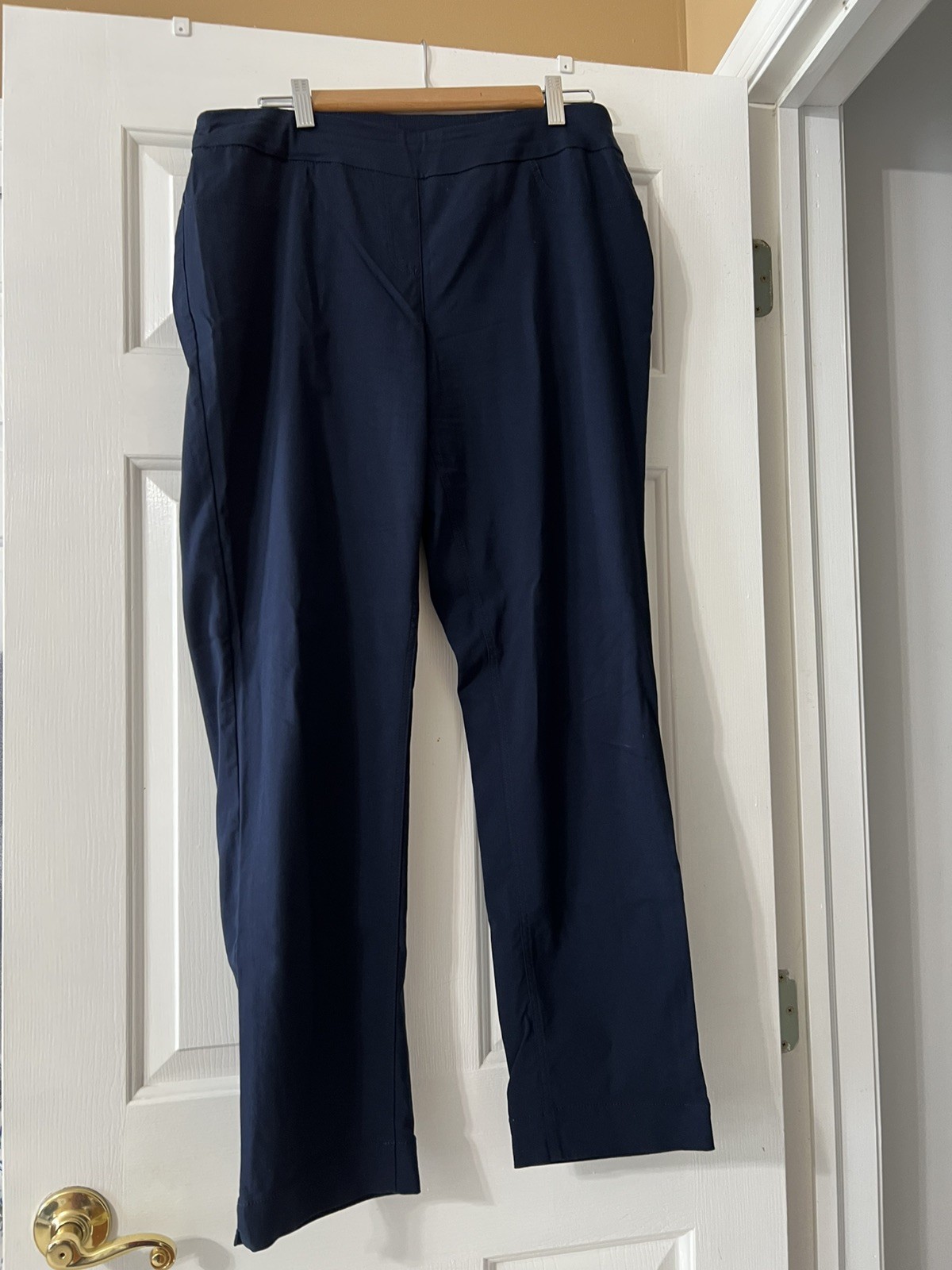 Slim-Sation by Multiples Navy Pull-On Stretch Straight Leg Pants Sz 14