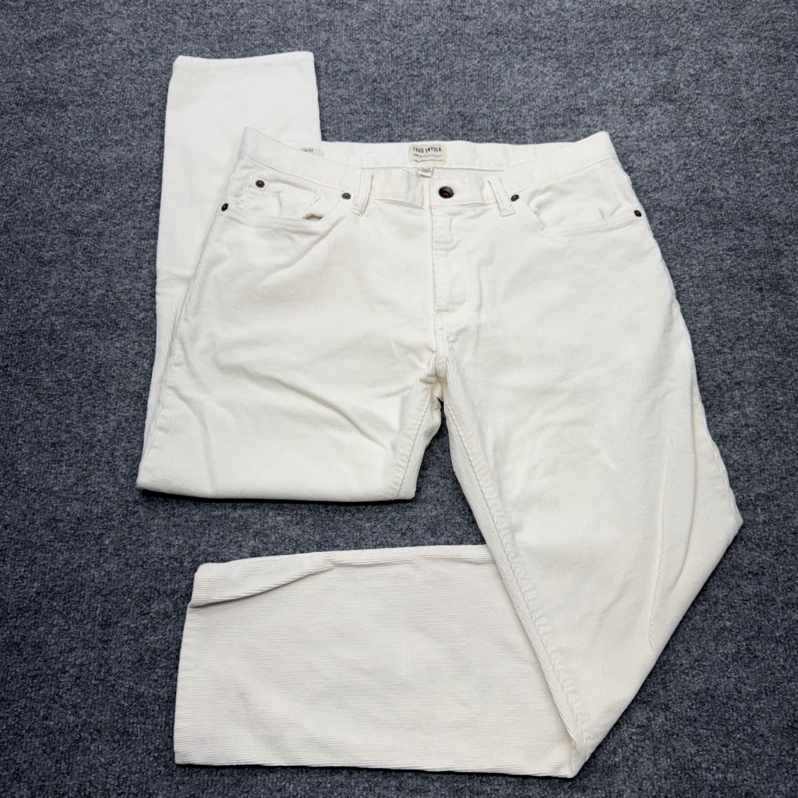 Todd Snyder Slim Fit Stretch Corduroy Pants Mens 33×32 Cream Italian Fabric
