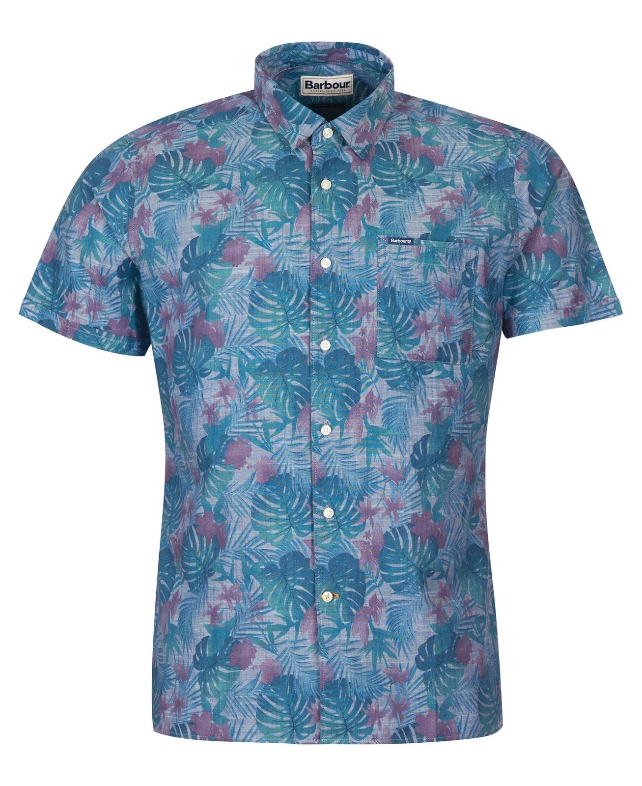 Barbour Dunford Short Sleeve Summer Shirt in Chambray Blue – Size: XL