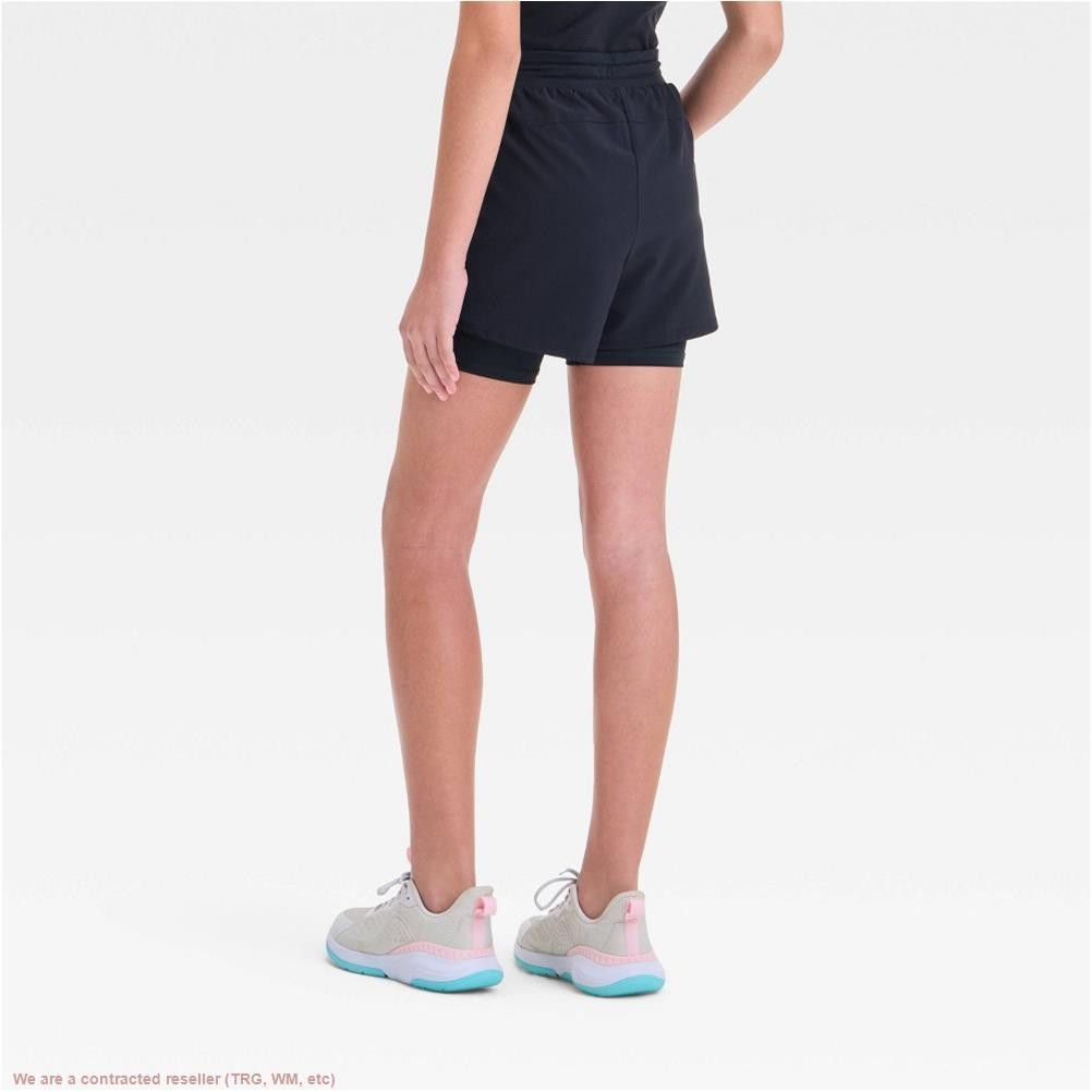 Girls’ Active Light 2-In-1 Run Shorts – All In Motion Black L *SEE DEAL!!!*