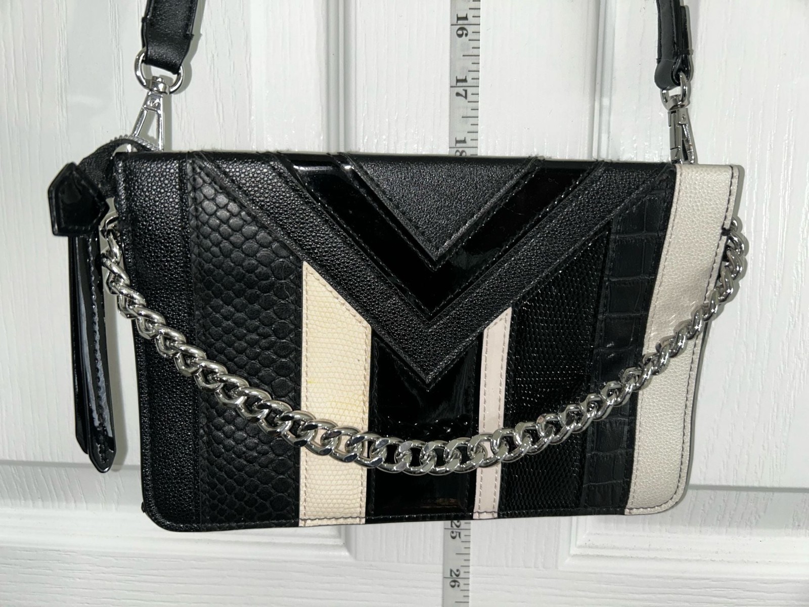 Victoria’s Secret Black and White Mixed Texture Crossbody Bag
