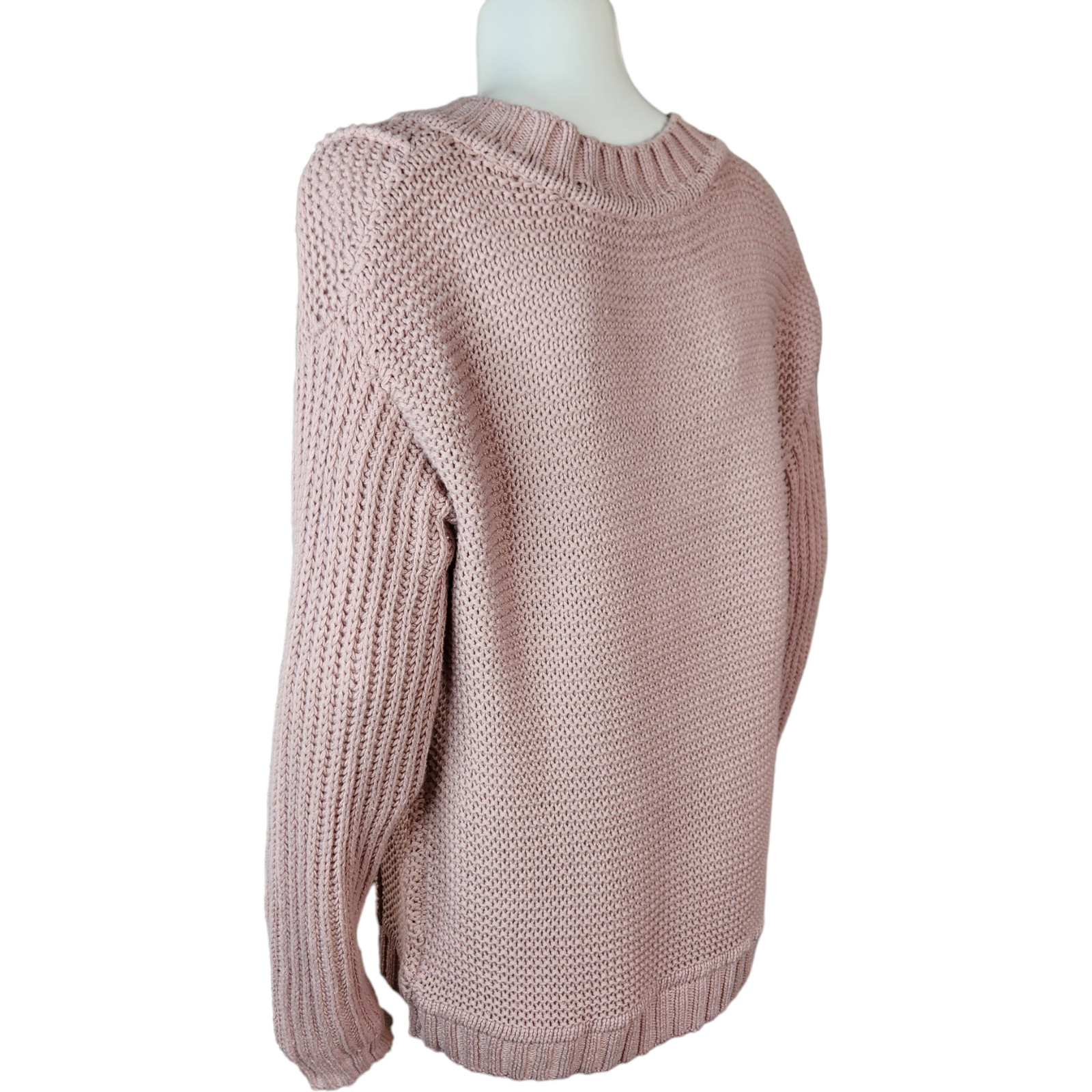 Encore by Idina Menzel Mixed Stitch V-Neck Sweater Dusty Pink X-Small Open Knit