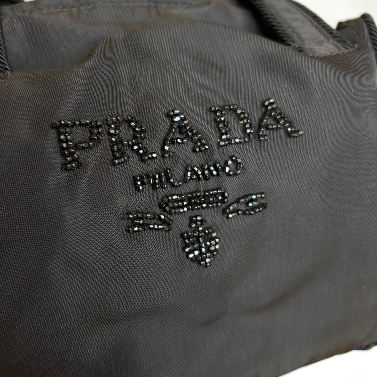 PRADA Handbag Black Tassel Logo Vintage Nylon