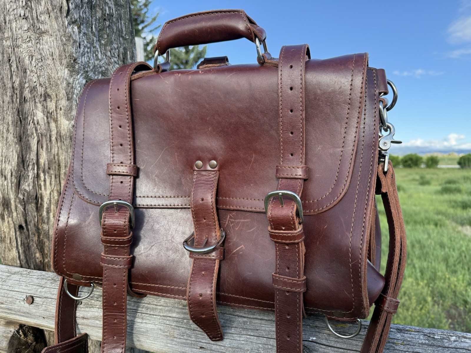 Saddleback Leather Classic Large Briefcase Chestnut RARE Shoulder Bag with Strap