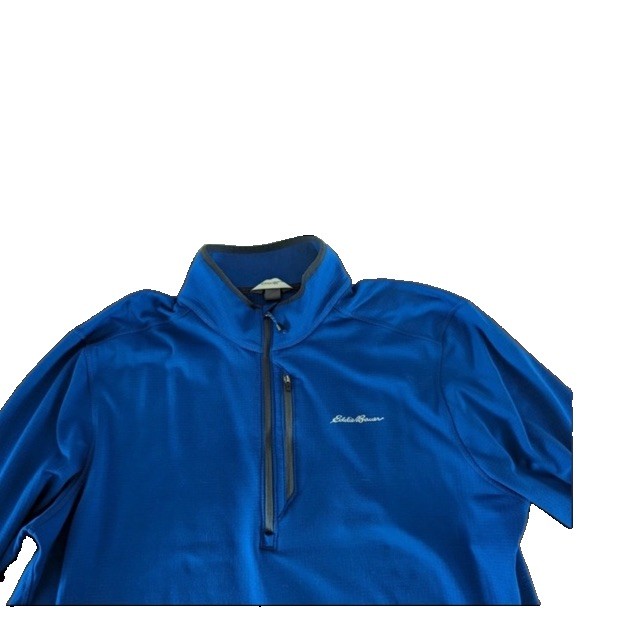 Eddie Bauer Men’s XL Blue 1/4 Zip Fleece Pullover Mock Neck w/ Pockets