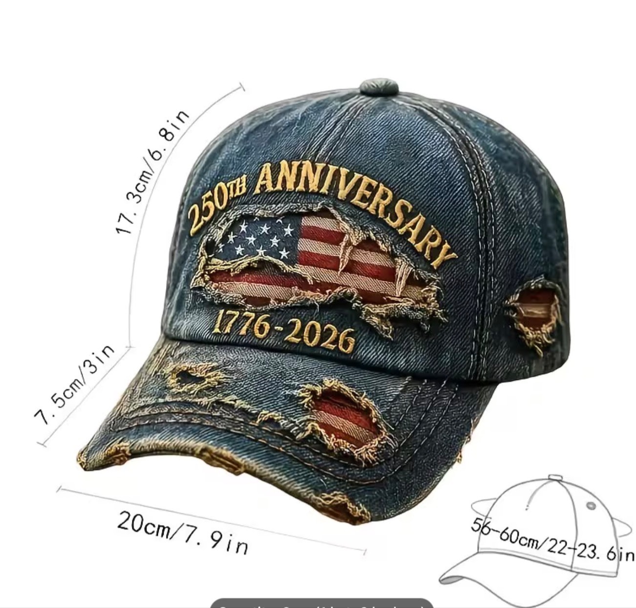 Cap USA 250th Anniversary American Independence Distressed Veteran Owned Hat