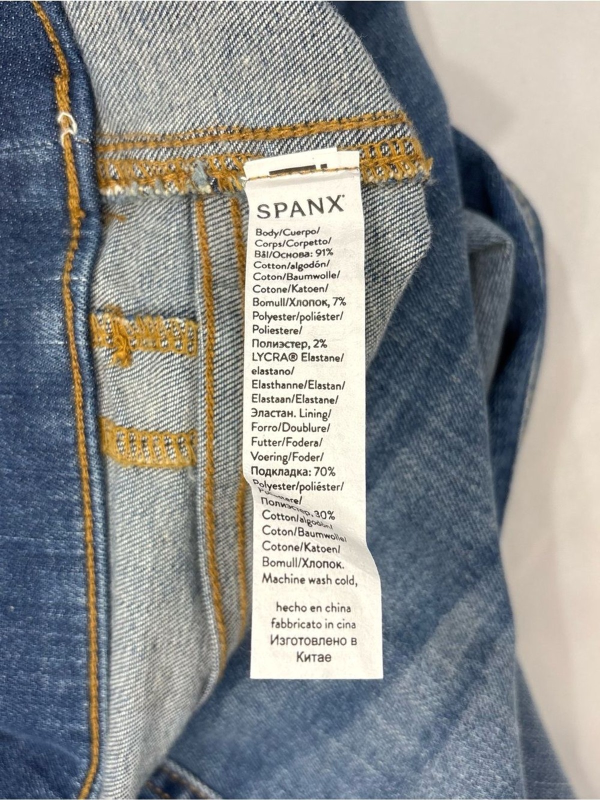 Spanx straight leg ankle jeans pull on vintage indigo small tummy control