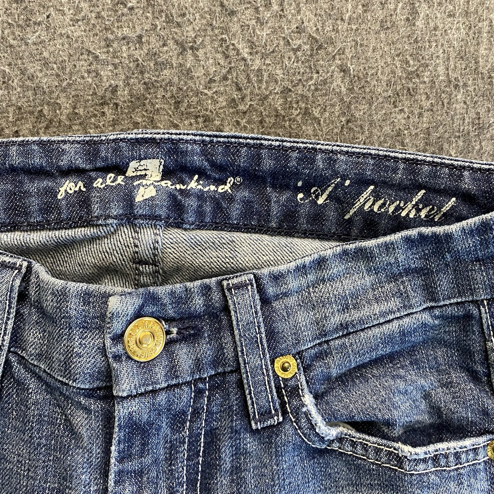 7 For All Mankind Jeans Womens Size 24 “A” Pocket Blue Bootcut Denim Made in USA