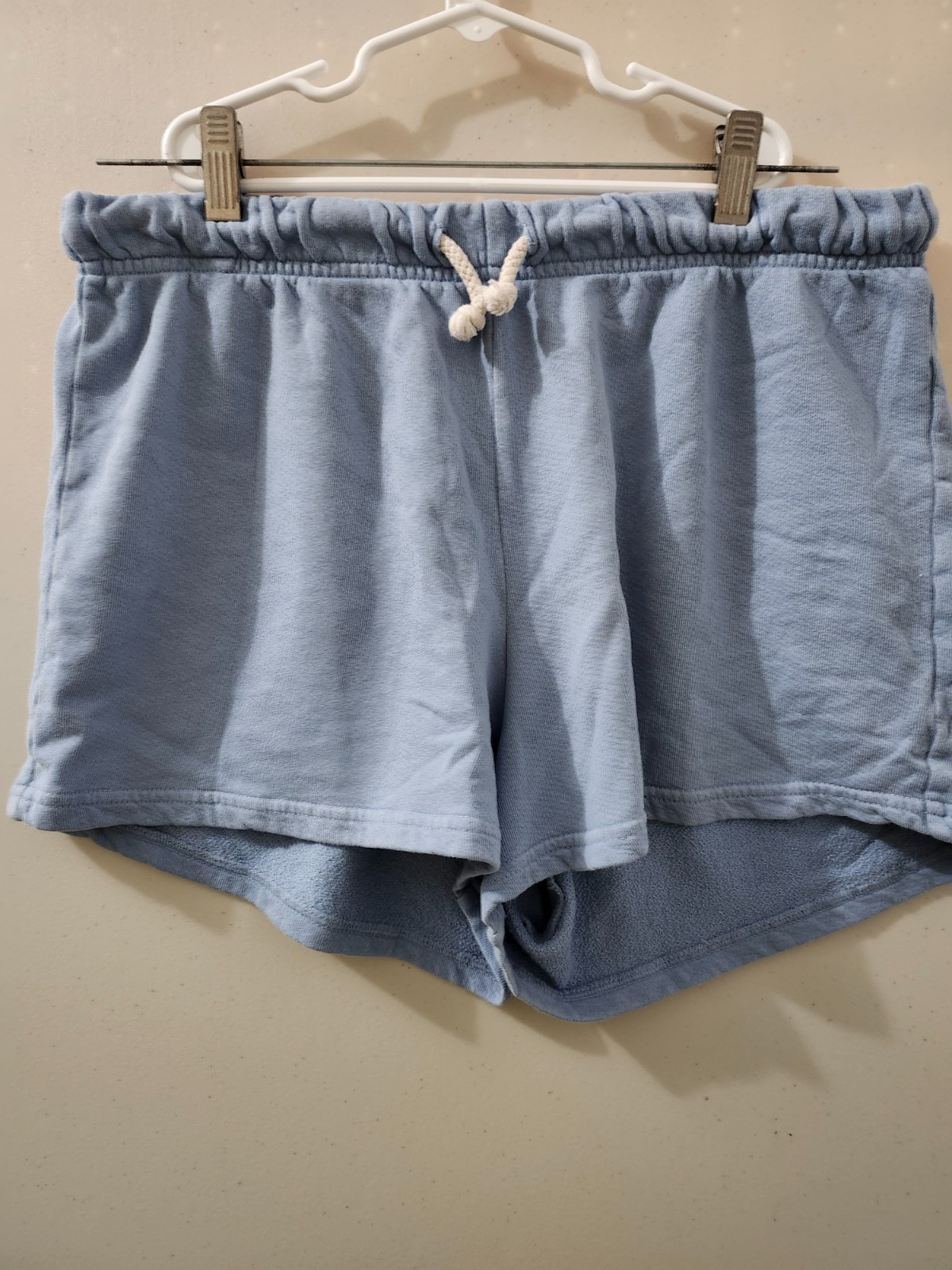 Perfect White Tee Shorts Womens M Blue Dani Sweat Pullon Drawstring Terry Cotton