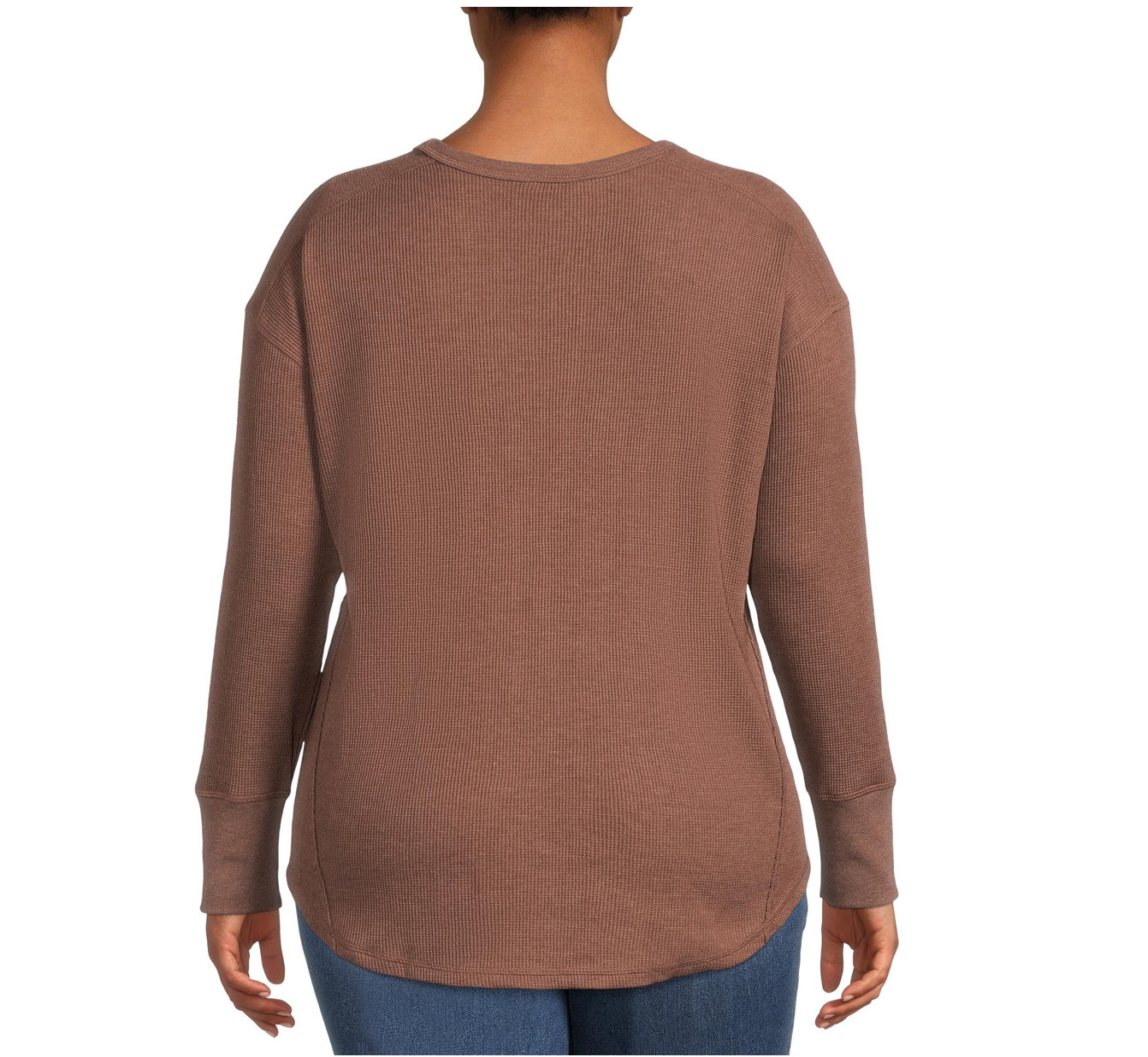 Terra & Sky Women’s Plus Size Long Sleeve Waffle Top – CHOOSE COLOR, 1X-5X