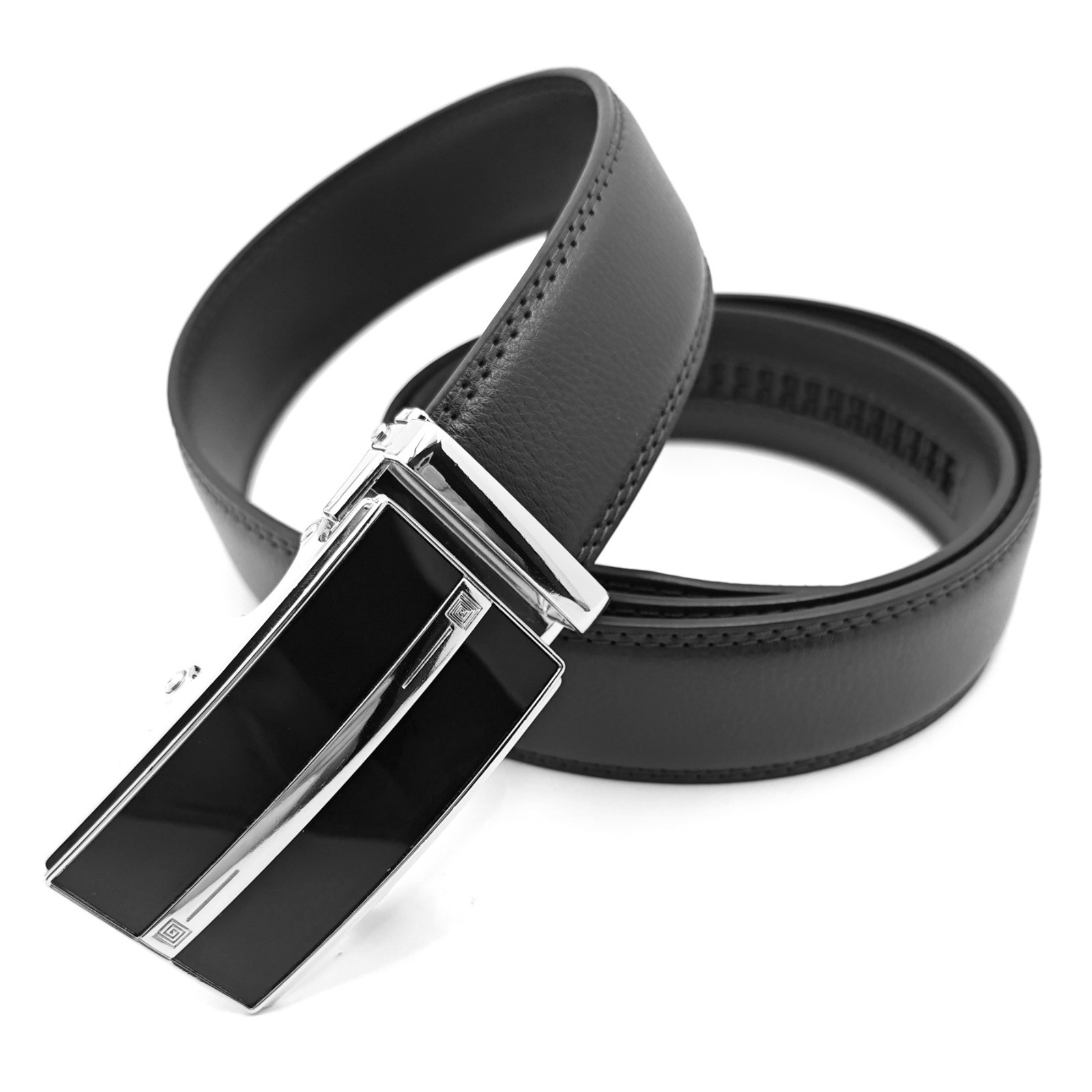 Genuine Real Leather Mens Ratchet Belt Belts For Men Adjustable Automatic Buckle