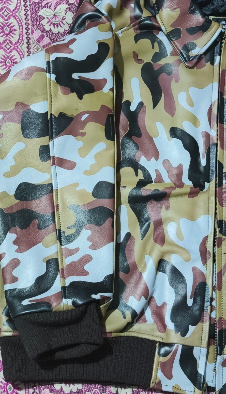 Men’s Avirex Limited Edition Camo Icon Flight Bomber Real Cowhide Leather Jacket