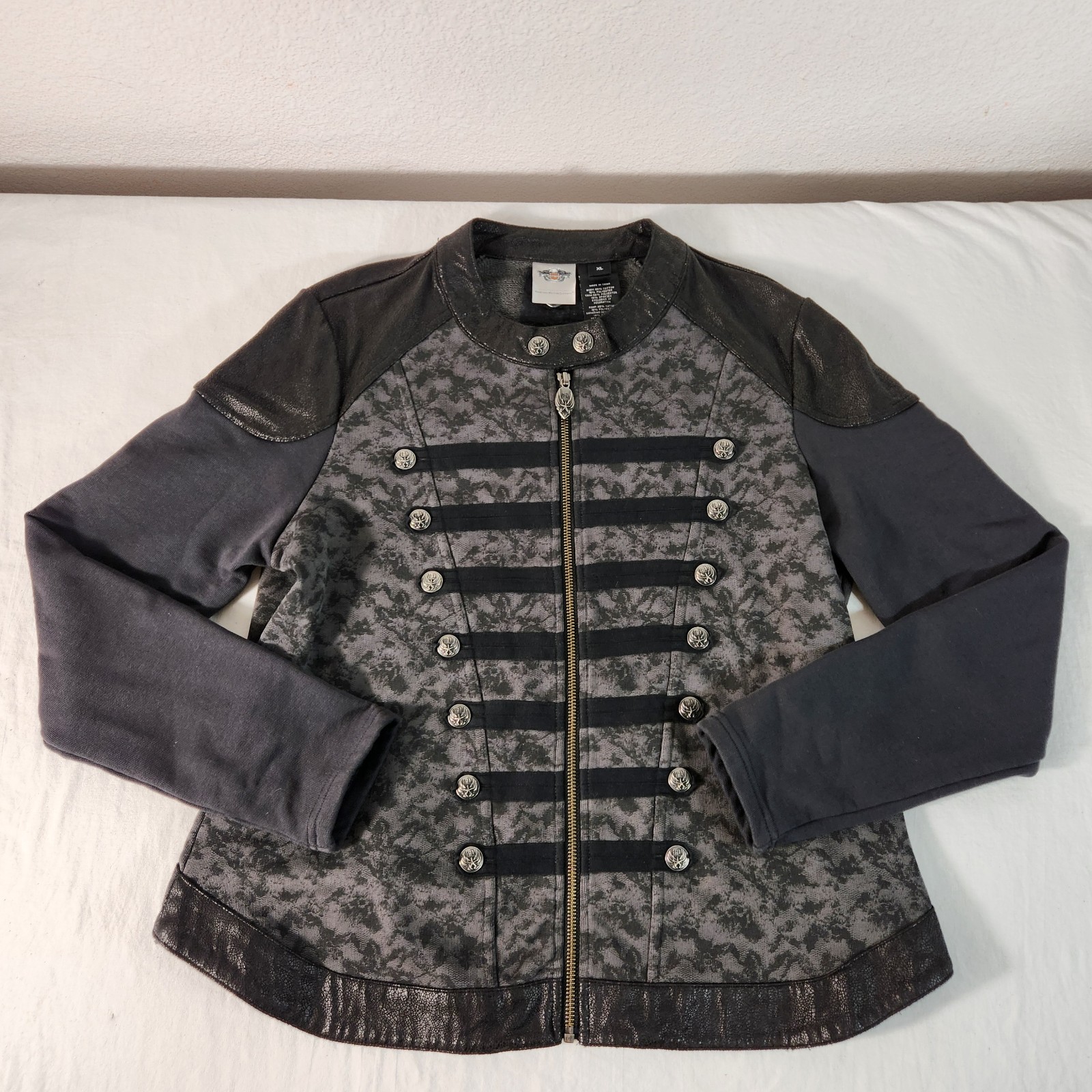 Harley Davidson Womens Full Zip Jacket XL Cotton Blend Metal Accents VG FastShip