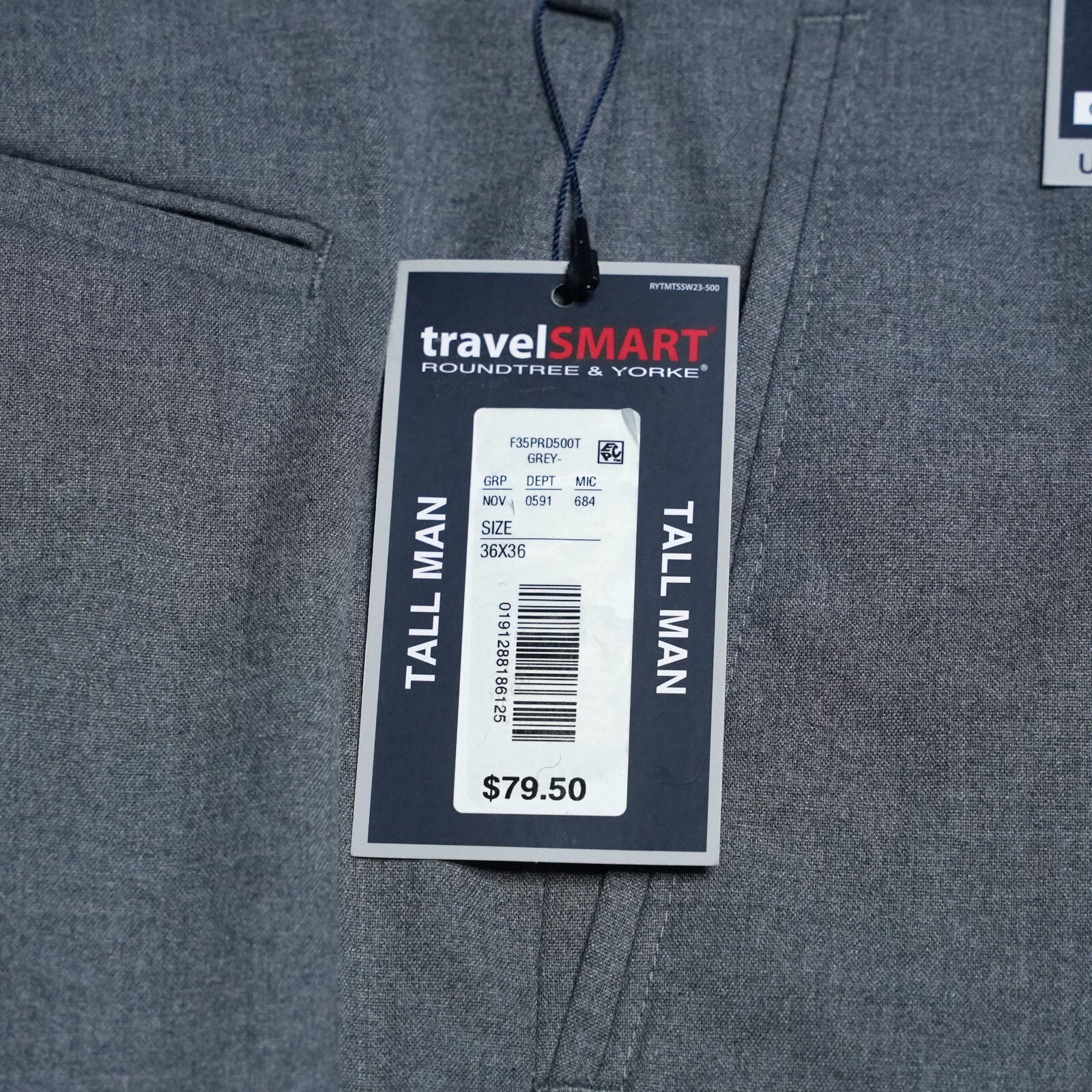 Roundtree & Yorke TravelSmart Pants LT 36″x36″ Tall Gray Easy Care Comfort NWT