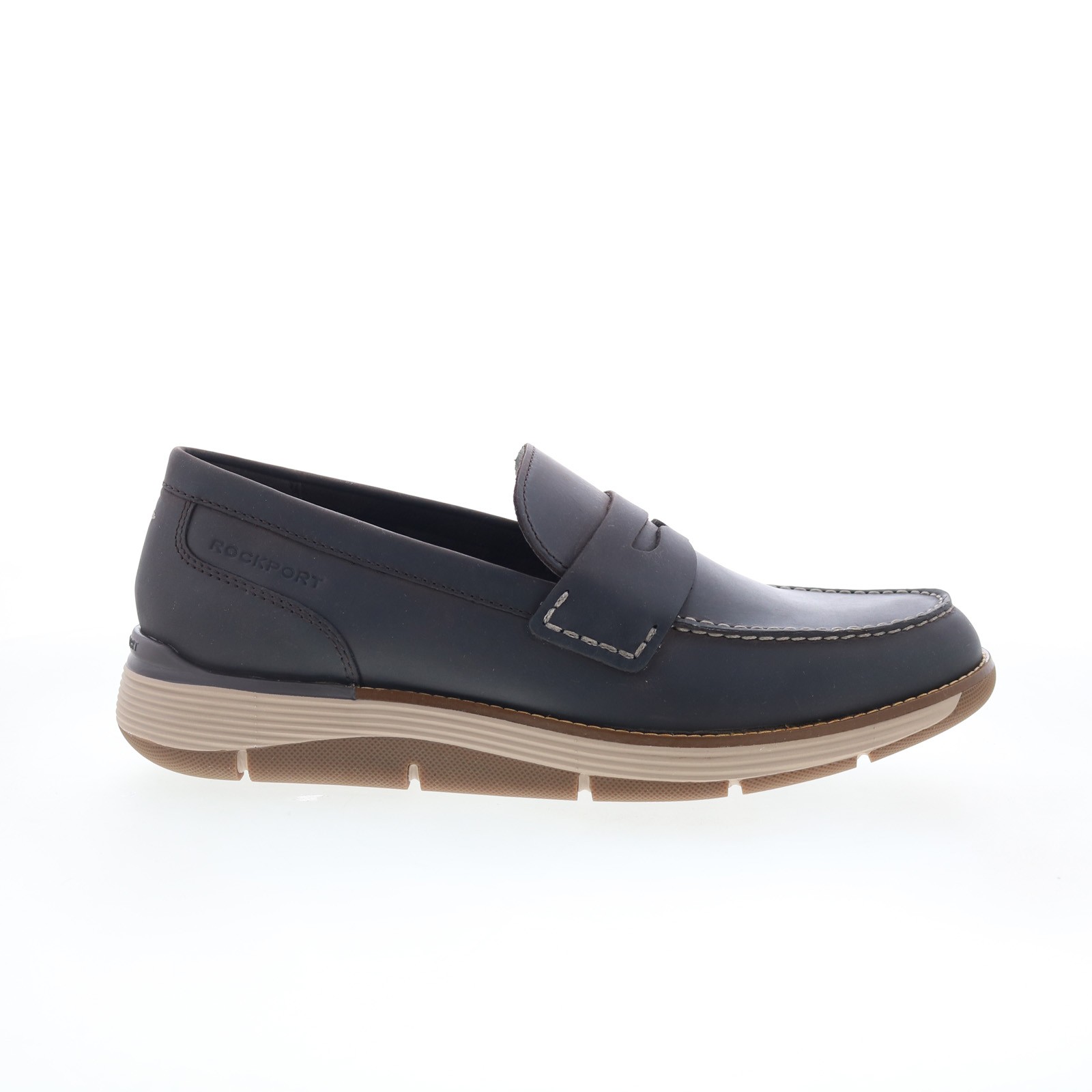 Rockport Liam RMLIAM Mens Brown Leather Loafers & Slip Ons Penny Shoes