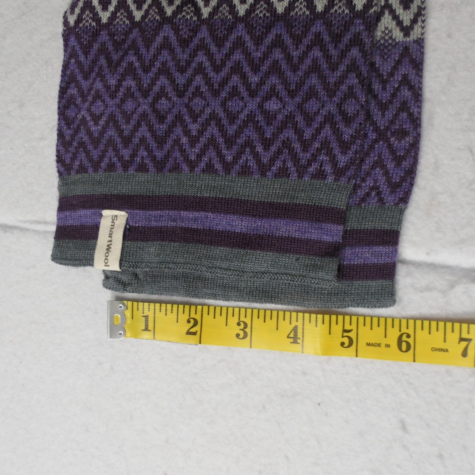 Smartwool Scarf 68″ Purple Gray Chevron Merino Knit Gorpcore Winter Outdoor Cozy