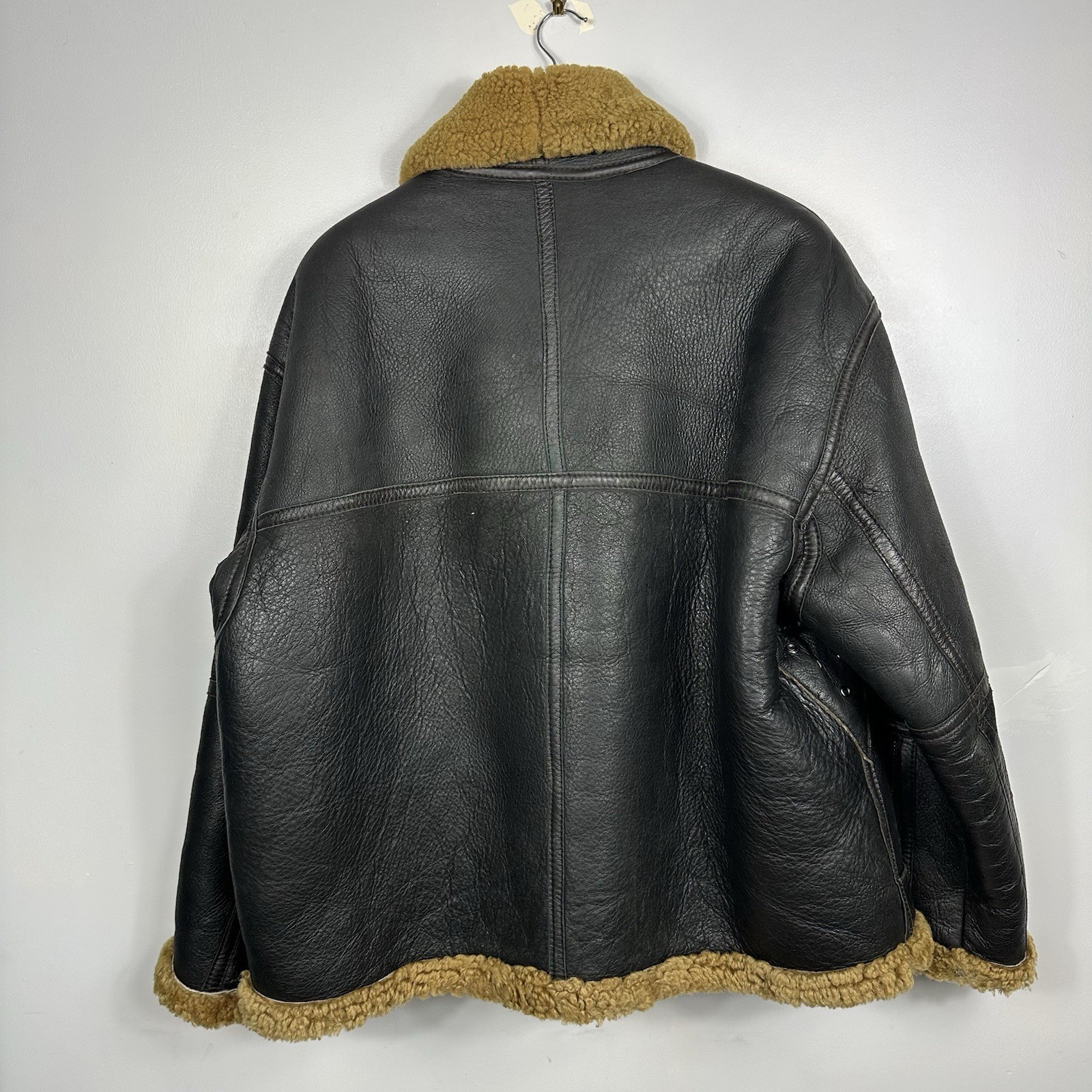 Vintage RAF Leather Sheepskin Flying Jacket, Aviator Shearling Military, Mens XL
