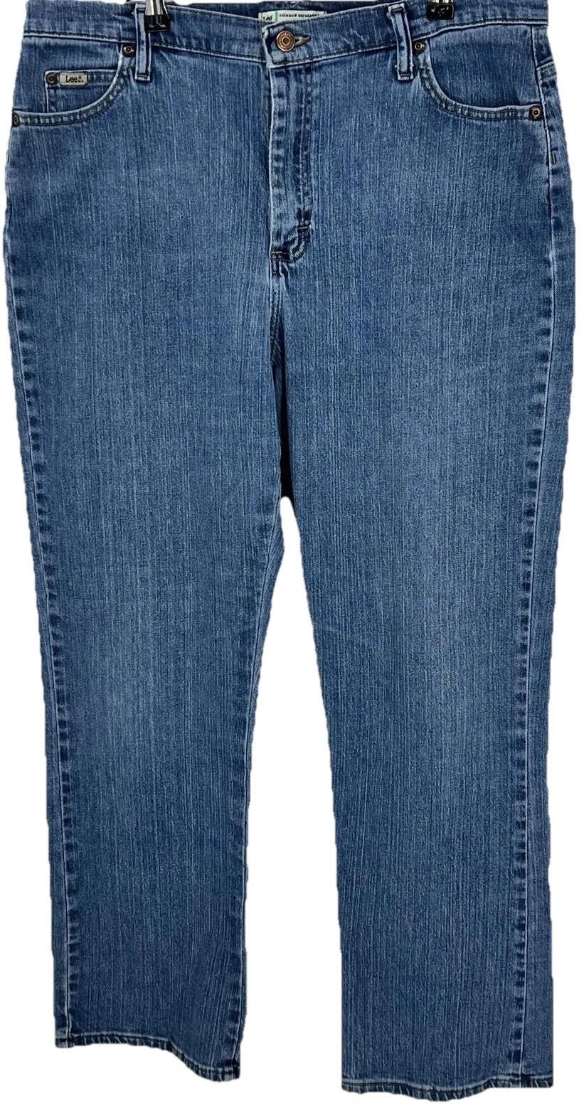 Lee Relaxed Straight Leg Jeans Size 16 Medium Cotton Blend Lee