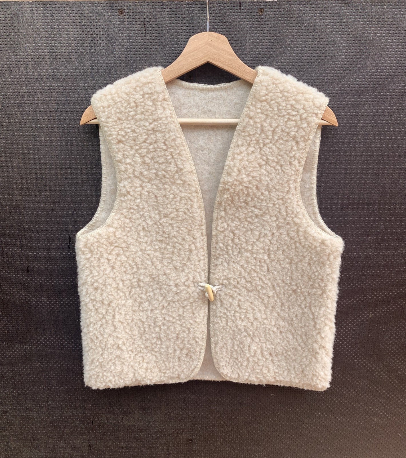 Oatmeal Beige Merino Wool Gilet – Women’s Wool Body Warmer Waistcoat – S, M