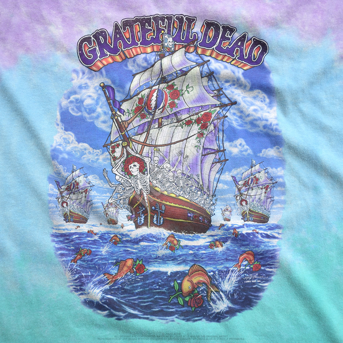 GRATEFUL DEAD-SHIP OF FOOLS-2 Sdd TIE DYE T-SHIRT S-M-L-XL-2X Garcia,Lesh,Wier