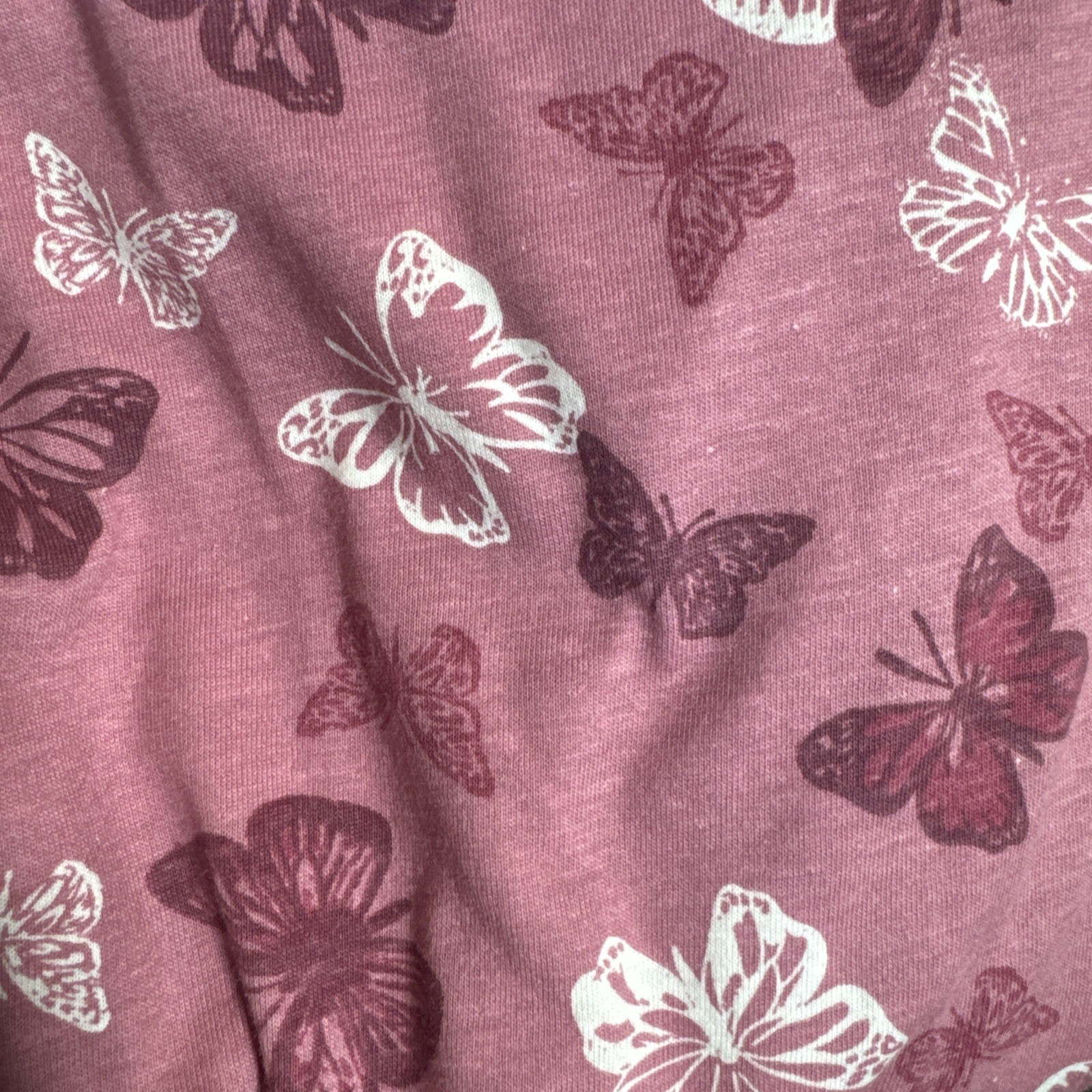 Bon Marche Size 12/14 Pink Butterfly Cotton Short Sleeve V Neck Nightdress New