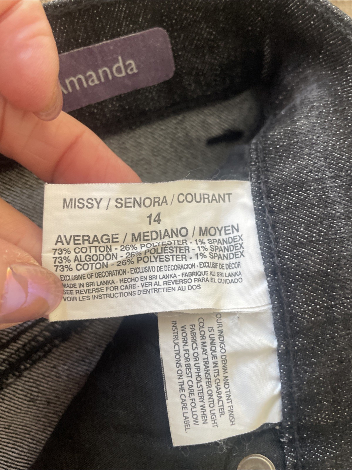 Gloria Vanderbilt AMANDA Black Jeans-Zipper/Button Closure-Size 14 MISSY AVERAGE