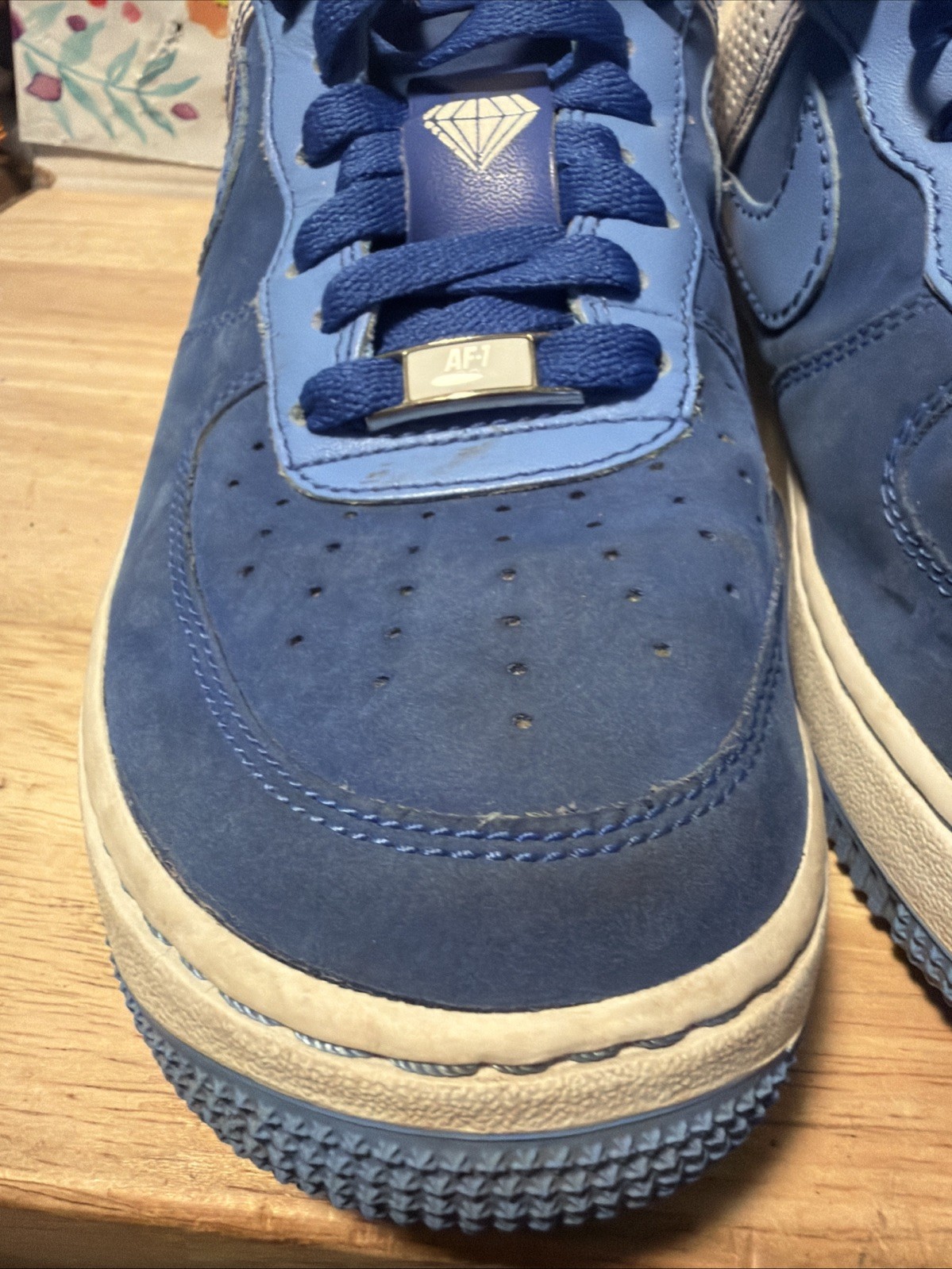 Nike Air Force 1 Premium ’07 Blue DIAMOND PHILLY Size 7.5 315122-441. !!!!