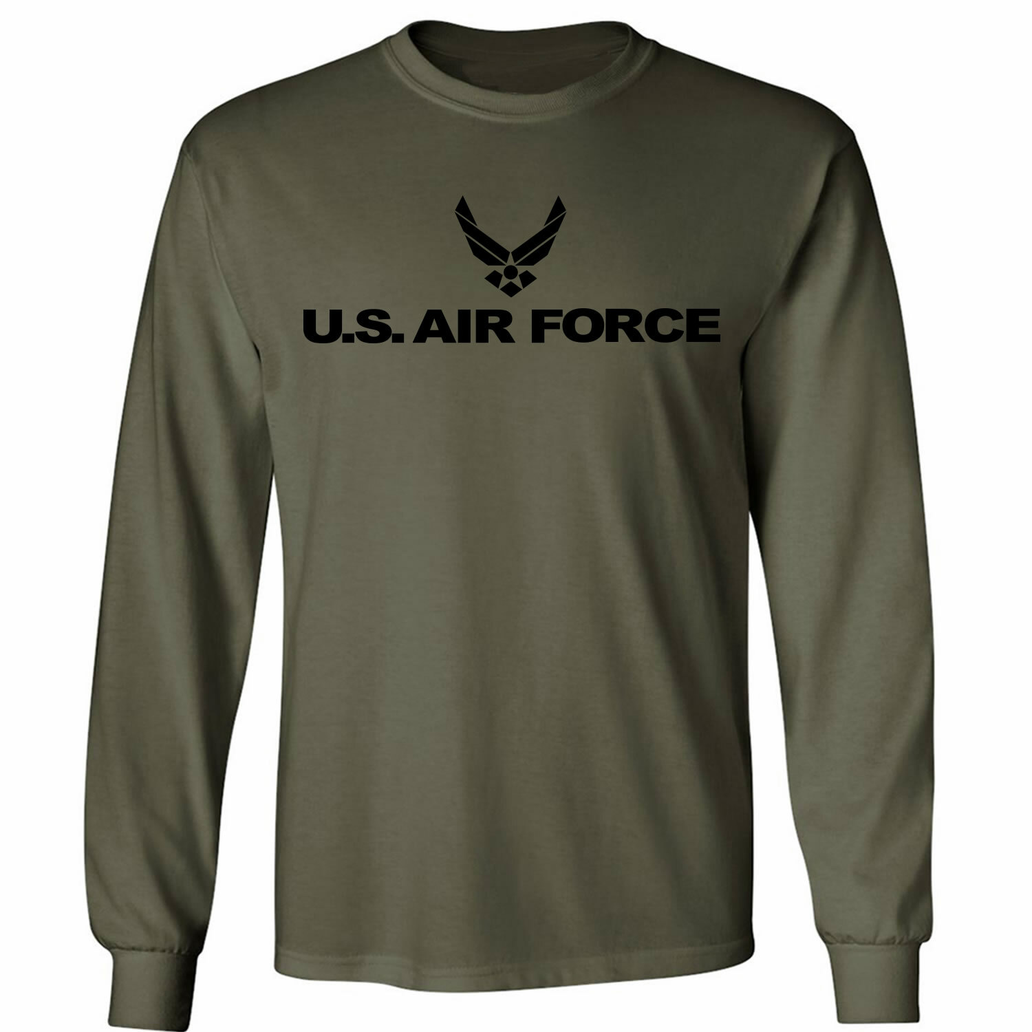 Air Force Long Sleeve T-Shirt in military green – Adult Small to 3X-Large