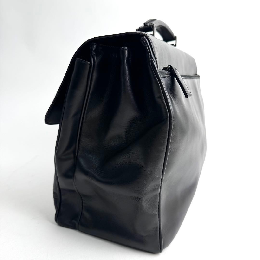 PRADA Black Leather Briefcase Business Bag Handbag Italy Office Laptop NERO