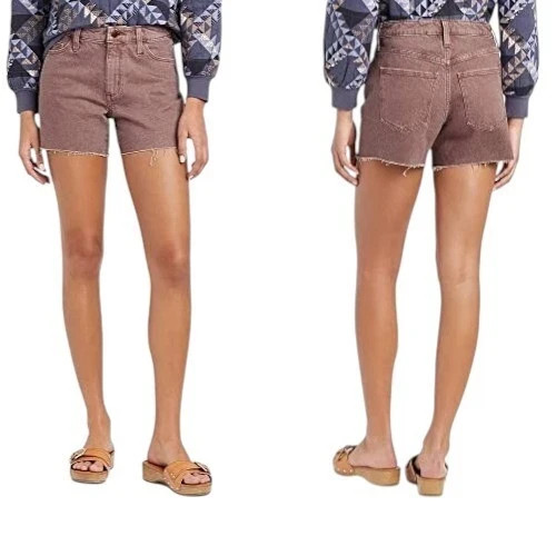 Universal Thread Womens Vintage Stretch High-Rise Cut-Off Midi Jean Shorts
