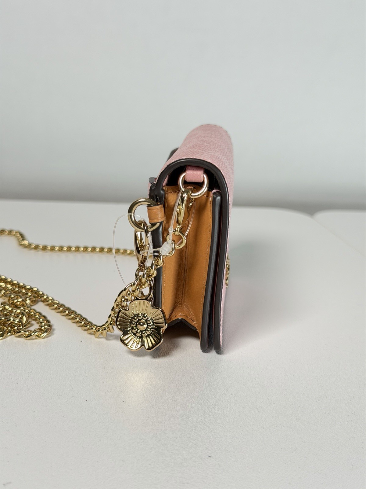 NWT Coach Powder Pink Wallet on a chain