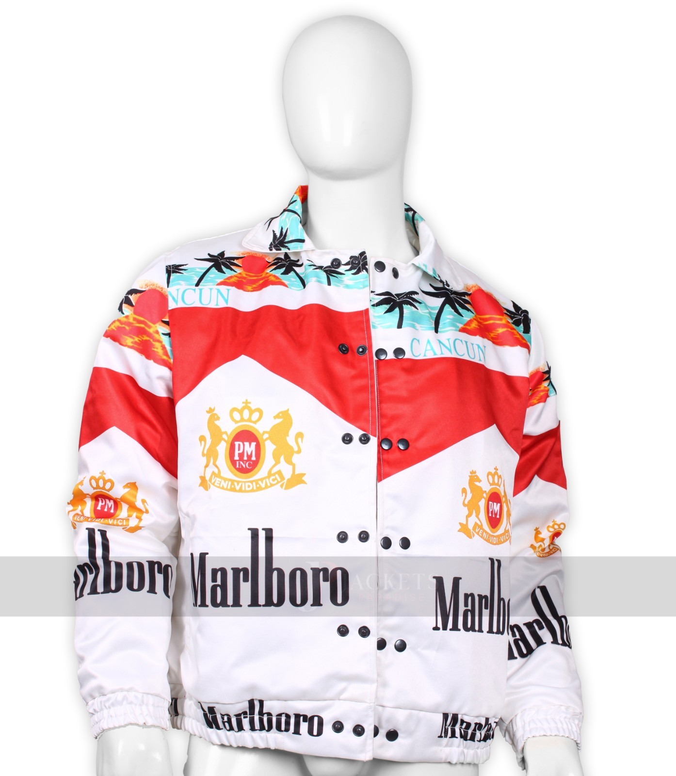 Vintage Style White 80s Bomber Cancun Jacket