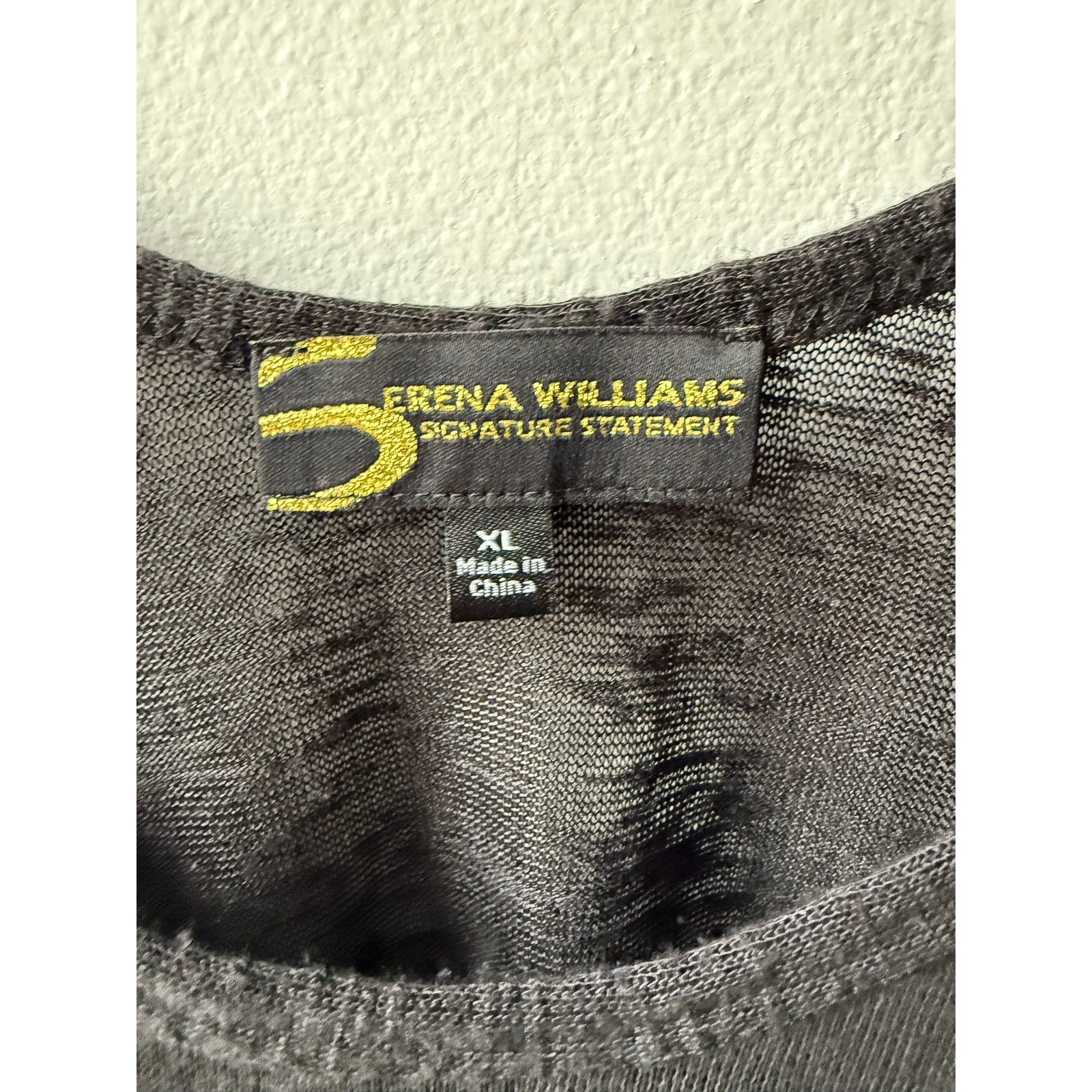 Serena Williams Black Shirt Mesh Gauze Sporty Chic Minimalist Goth Witchy Top XL