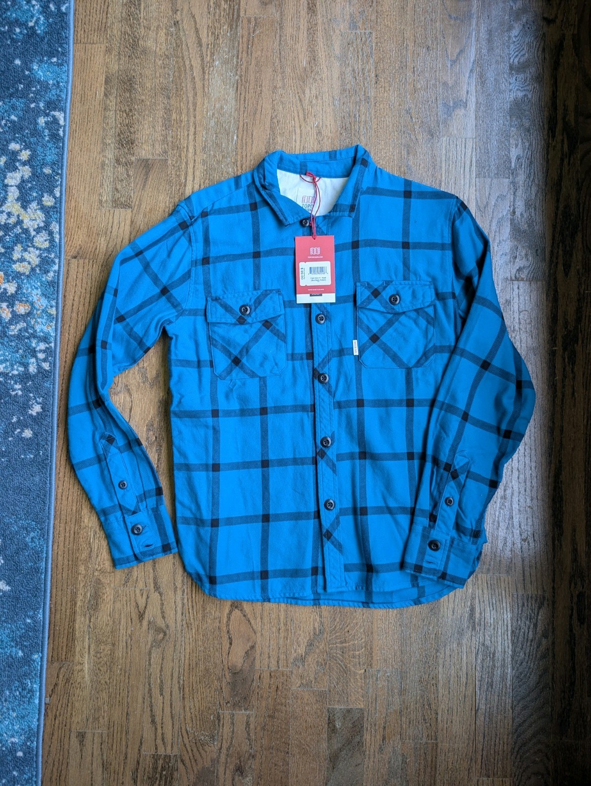 Topo Designs Field Shirt Plaid Teal Blue Black Medium New With Tags