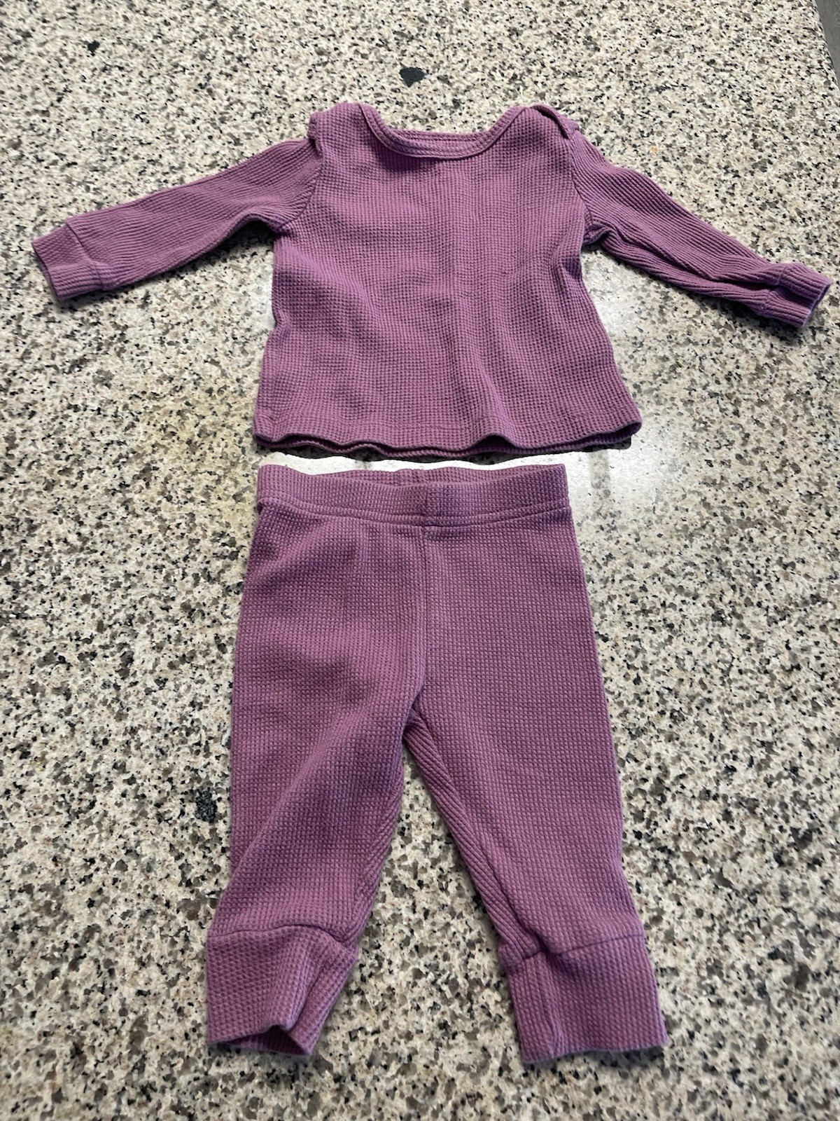 Carter’s Purple Waffle Thermal 2pc Long Sleeve Top Pants Set 6 Months