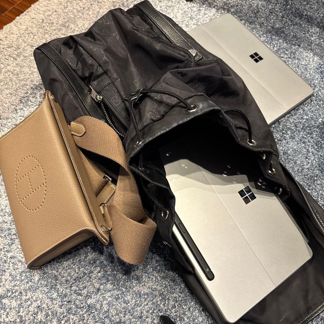 GUCCI Black Logo Backpack Gift Present 0611b