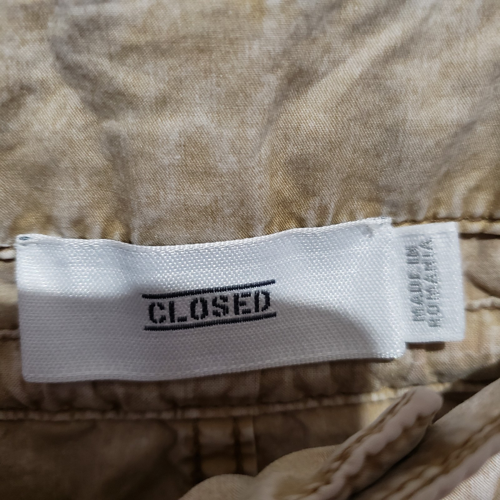 Closed Brand Lexi Drawstring Zip Up Lightweight Pants Tan Portuguese Fabric