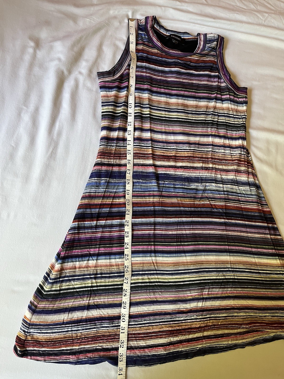 Multicolored Earth Tones Striped Sleeveless Mini Dress Size Medium Boho Chic