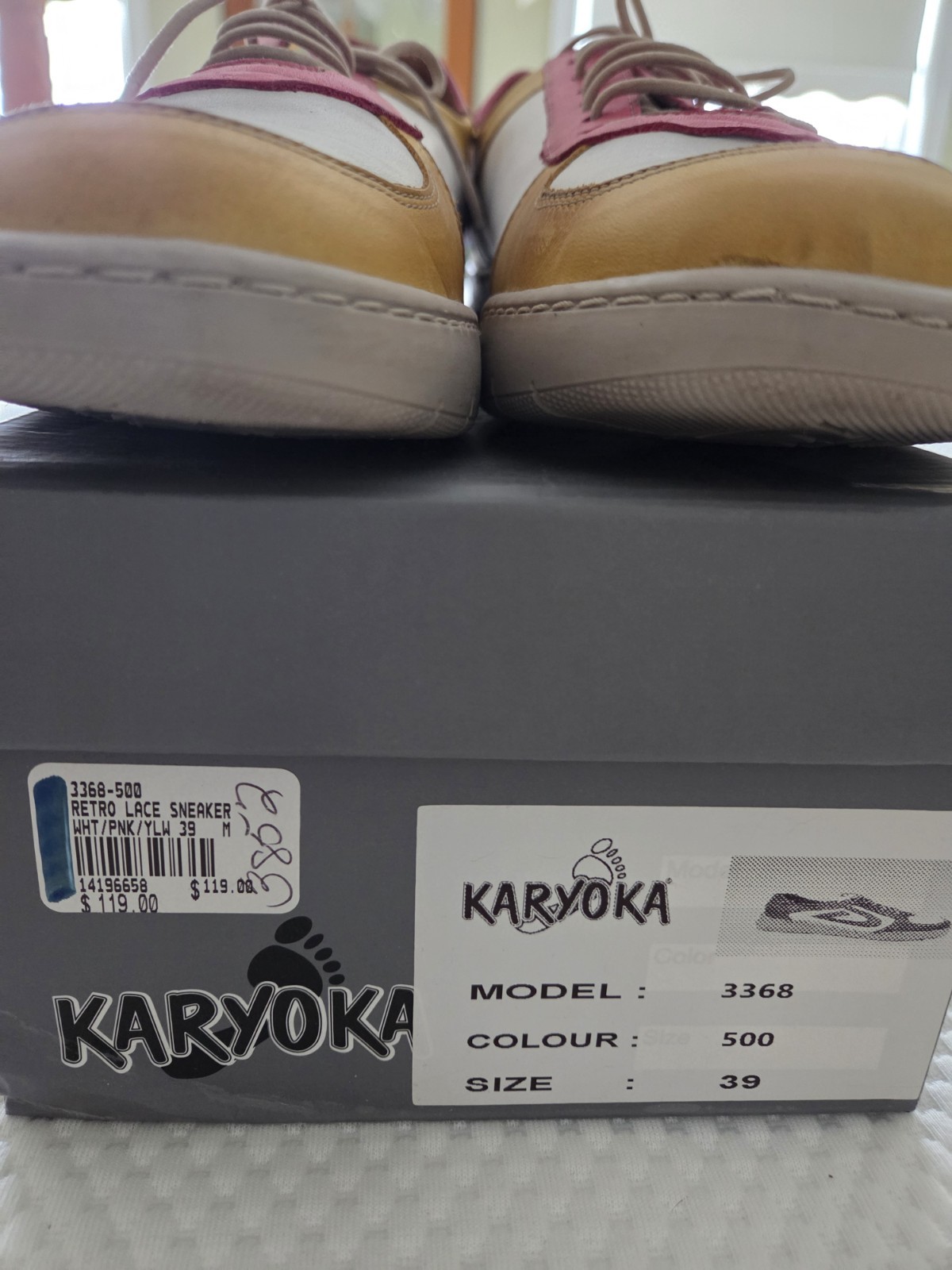 Karyoka leather comfort shoes multicolor loafers lace up women’s 39M/8.5 EUC