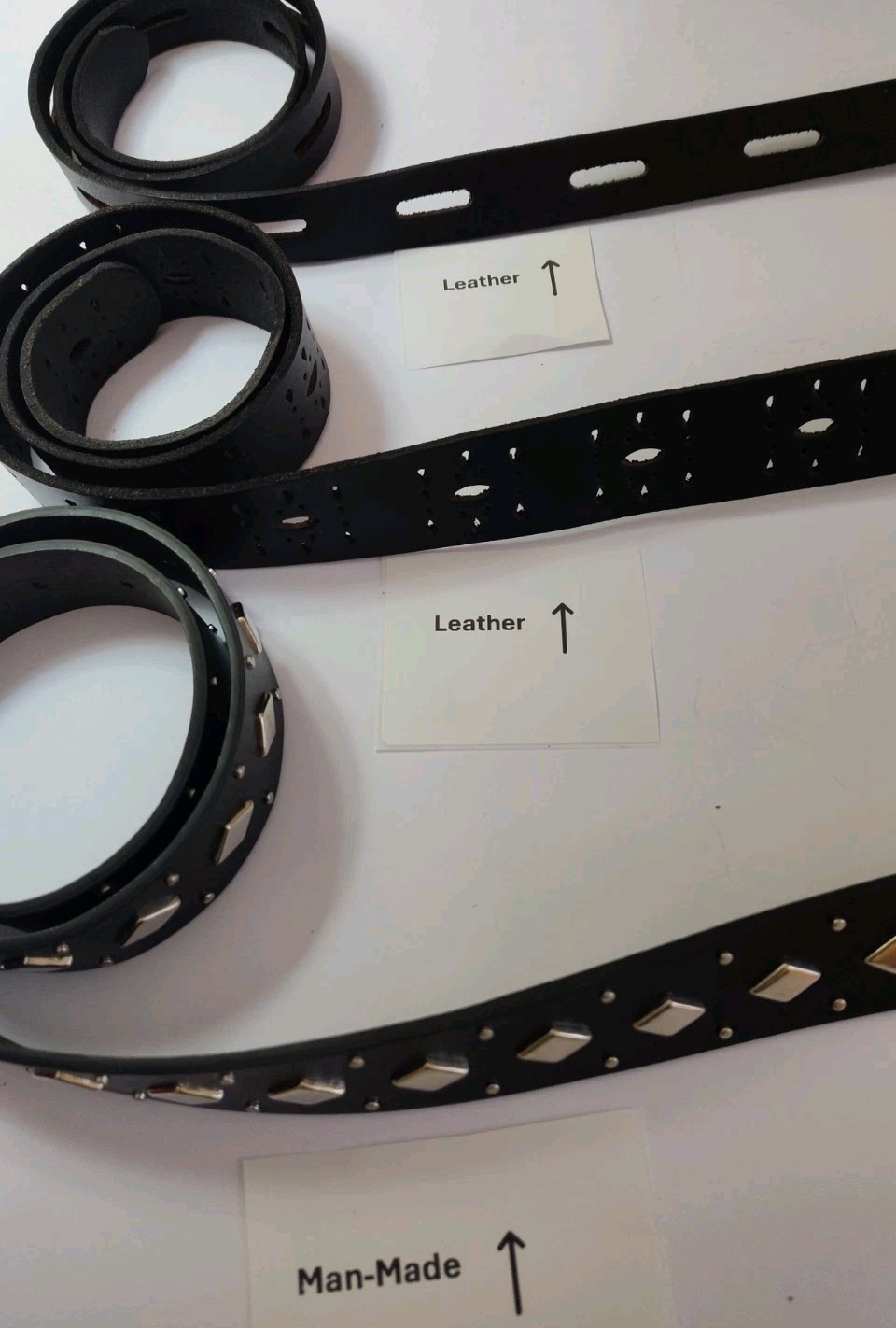 Three Womens Black Fashion Belts Size Large 2 Leather and 1 Man Made Belt