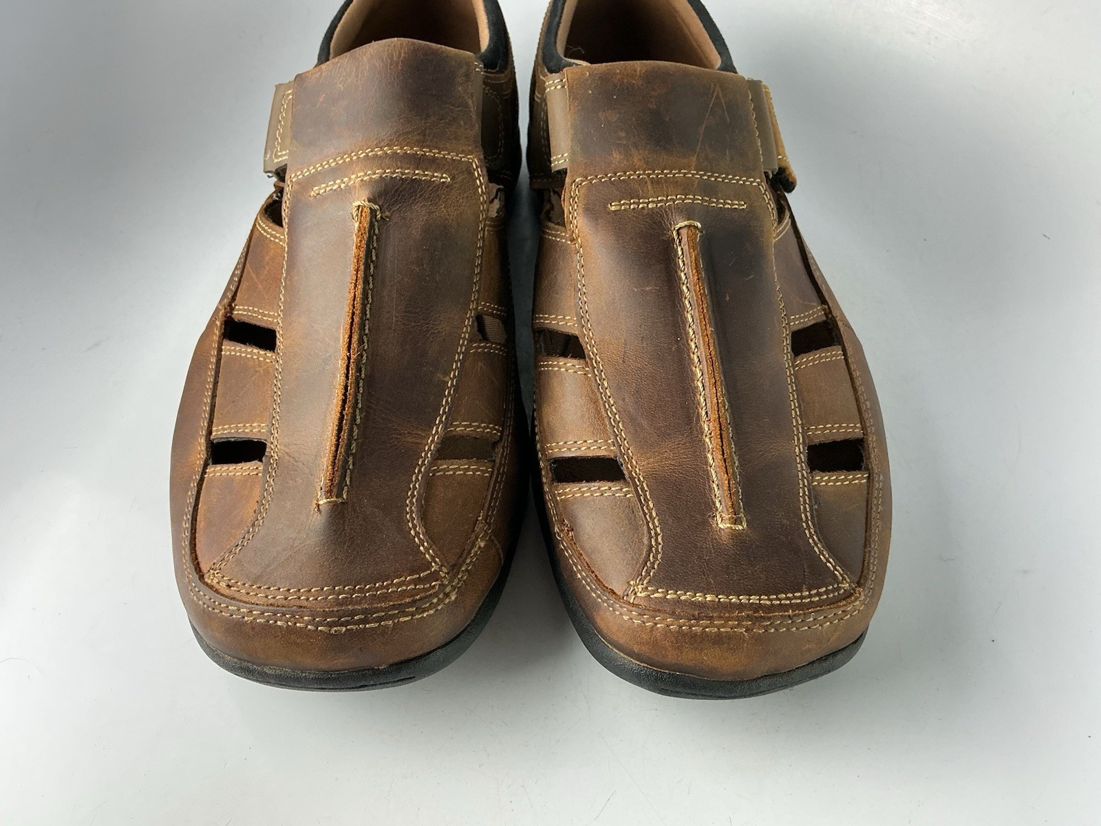 Skechers Men’s Striking Berra Fisherman Leather Sandals Brown Sz 12 US Medium