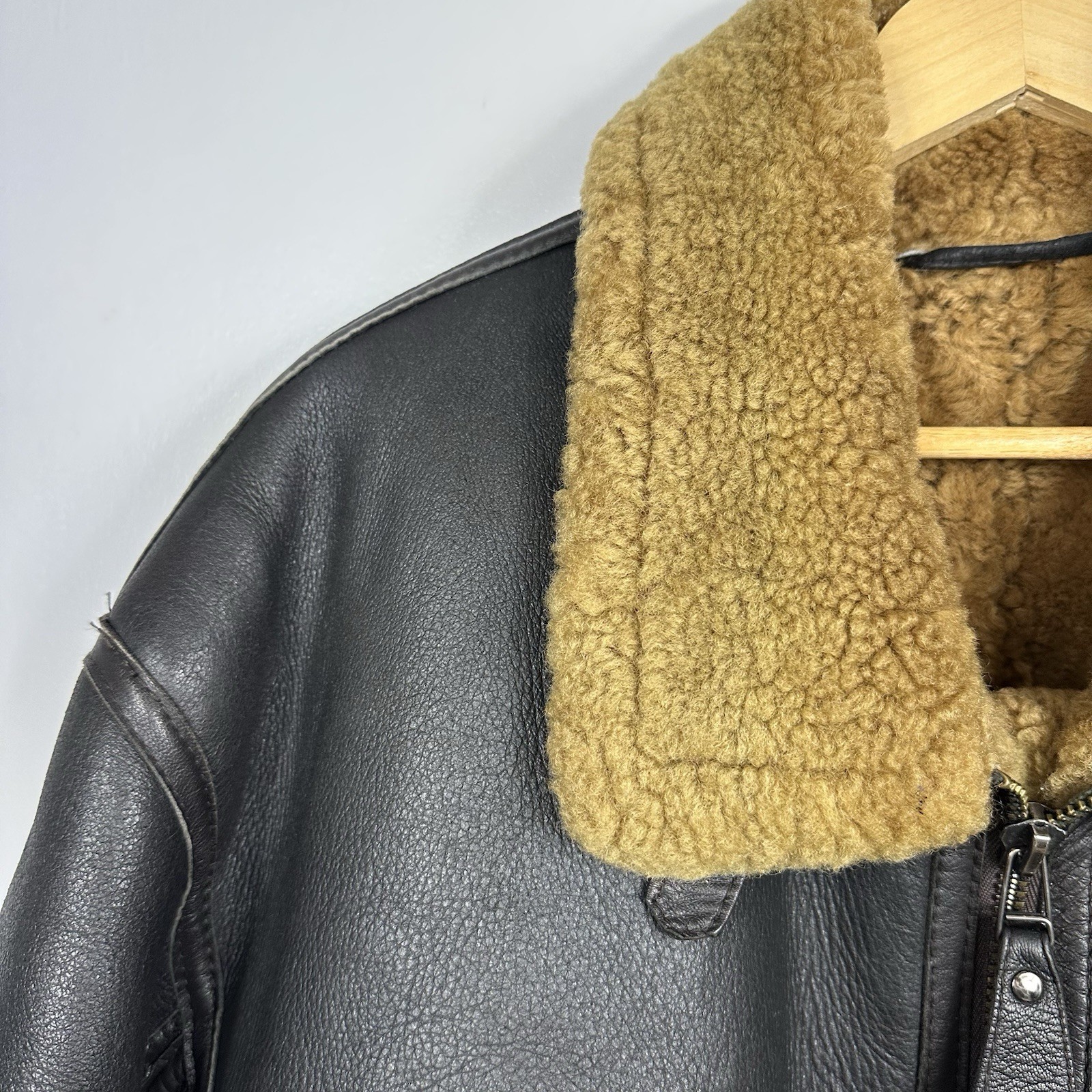 Vintage RAF Leather Sheepskin Flying Jacket, Aviator Shearling Military, Mens XL